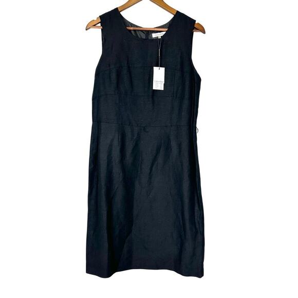 Calvin Klein Dresses & Skirts - Calvin Klein Little Black Linen Blend Dress Sheath Sz 12 NEW New Years Party